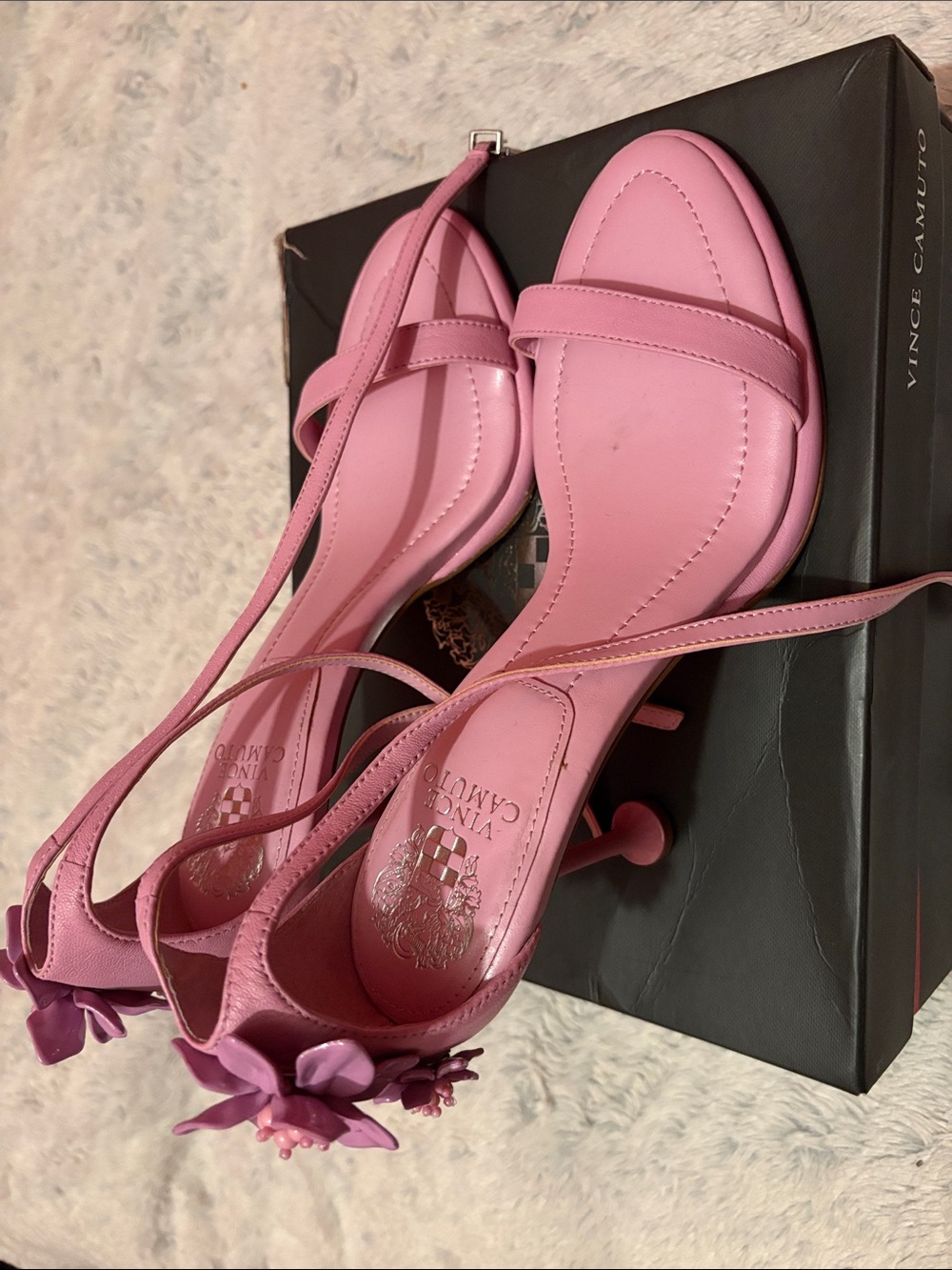 Vince Camuto Pink Open-Toe Ankle-Strap Heels - Picture 3 of 10